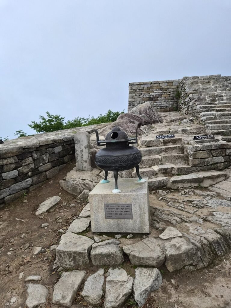 Stone steps leading up to Chamseongdan, the altar at the summit of Manisan on Ganghwa Island